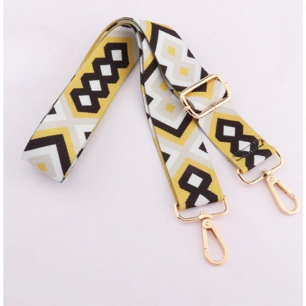Geometric Pattern Adjustable Shoulder Strap In Yellow